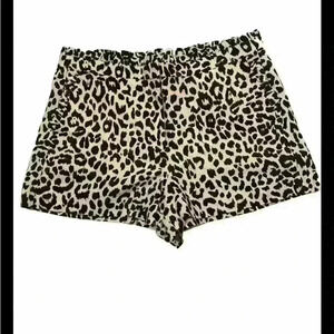 J Crew animal print linen shorts size 14 black and white